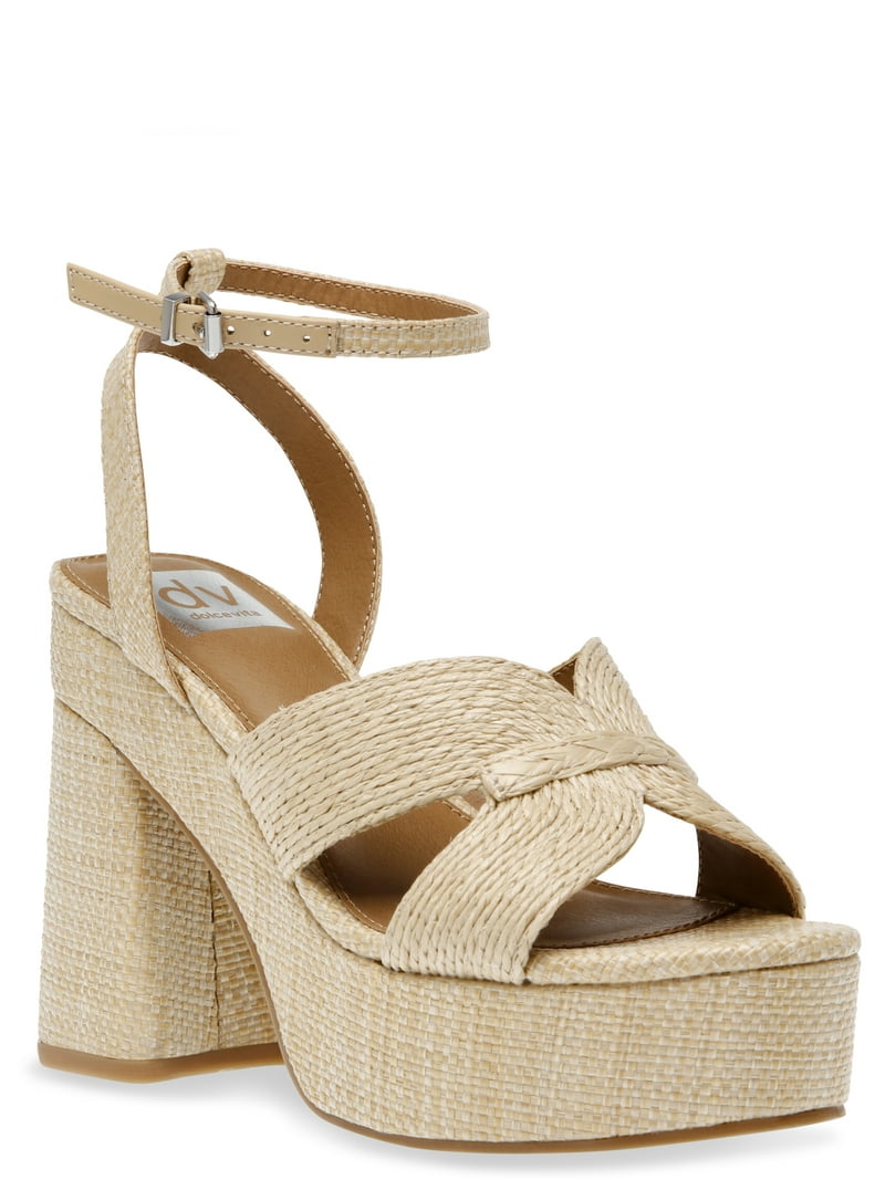 DV Dolce Vita Women's Waylan Platform Raffia Sandal