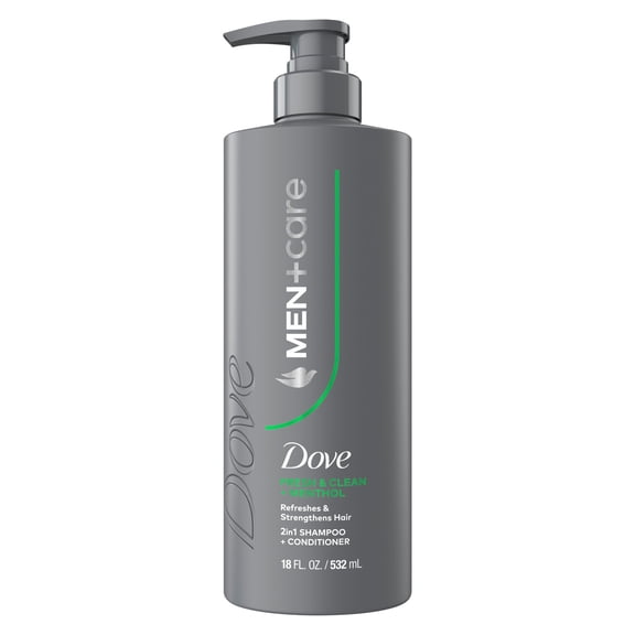 Dove Men+Care Shampoo for Hair Refreshing & Strengthening, Fresh Clean with Menthol, 18 fl oz