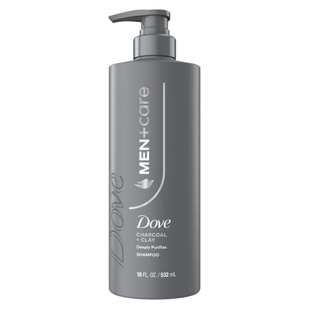 Dove Men+Care Shampoo for Real Hair that Powers Up Hair Strength Charcoal + Clay with Deep Purifying Benefits, 18 fl oz 1 Count