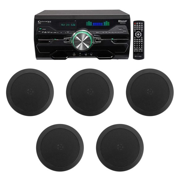 DV4000 4000w Bluetooth Home Theater DVD Receiver+5) 5.25" Black Ceiling Speakers
