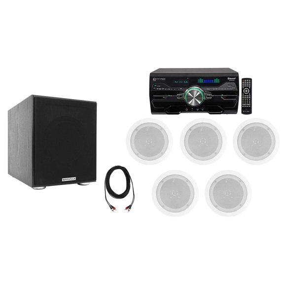 DV4000 4000w Home Theater DVD Receiver+5) 5.25" White Ceiling Speakers+Subwoofer