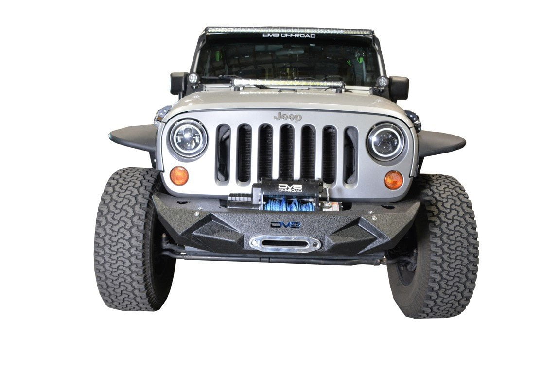 DV8 Offroad 07-18 Jeep Wrangler JK/JL Steel Stubby Front Bumper w ...