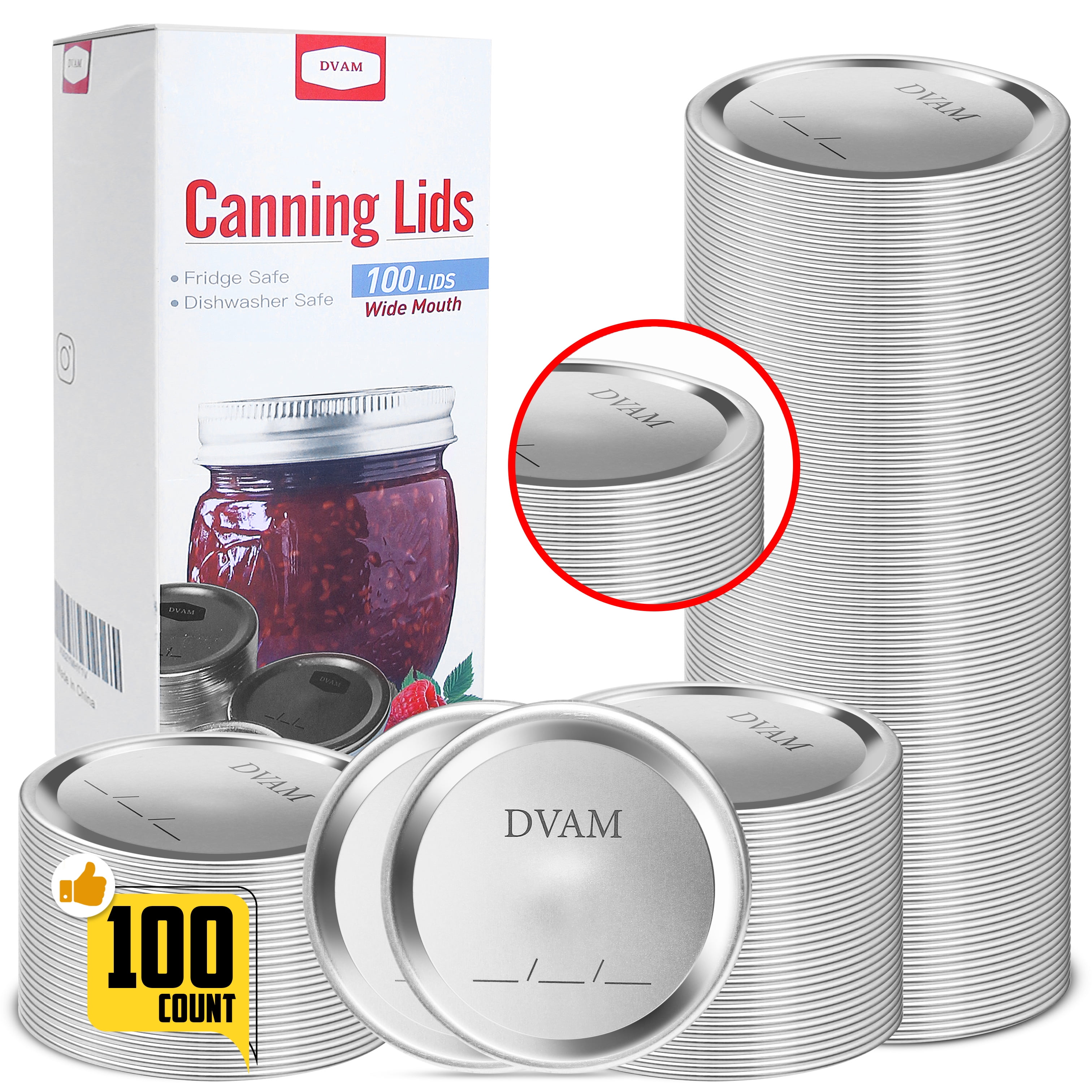 DVAM Wide Mouth Canning Lids Used as Mason Jar Lids, Ball Canning Lids