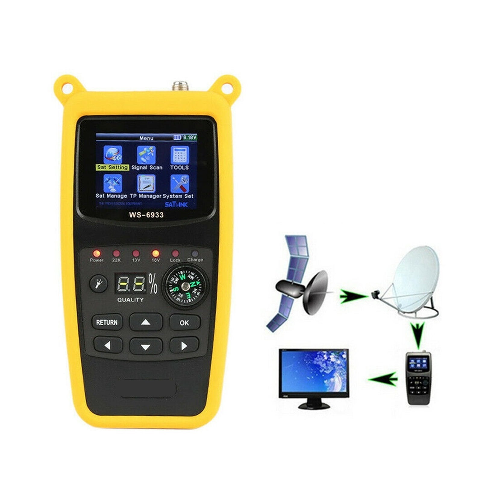 DVB-S2 FTA C&KU Band Digital Satellite Finder Meter 2.1` LCD Display ...