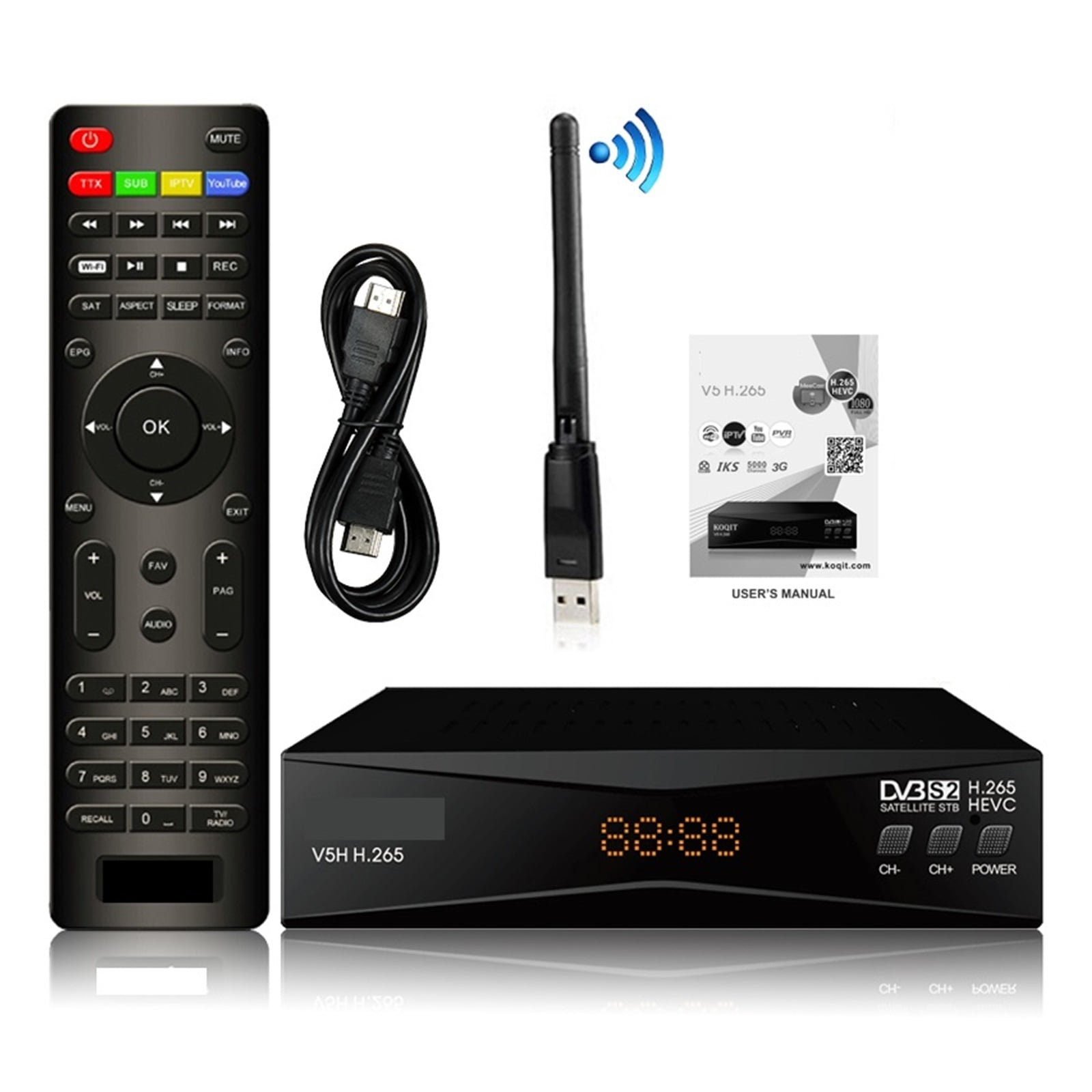 DVBS2 H265 Satellite Receiver Dvb-s2 Internet Live Screen DVB2IP HEVC Satellite Decoder HD T2MI Receptor Sat Finder Biss/VU ,Easy to Use
