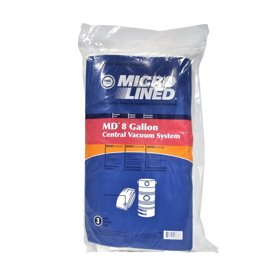DVC Central Vacuum Bags Designed To Fit MD 8 Gallon Central Vacuum Systems