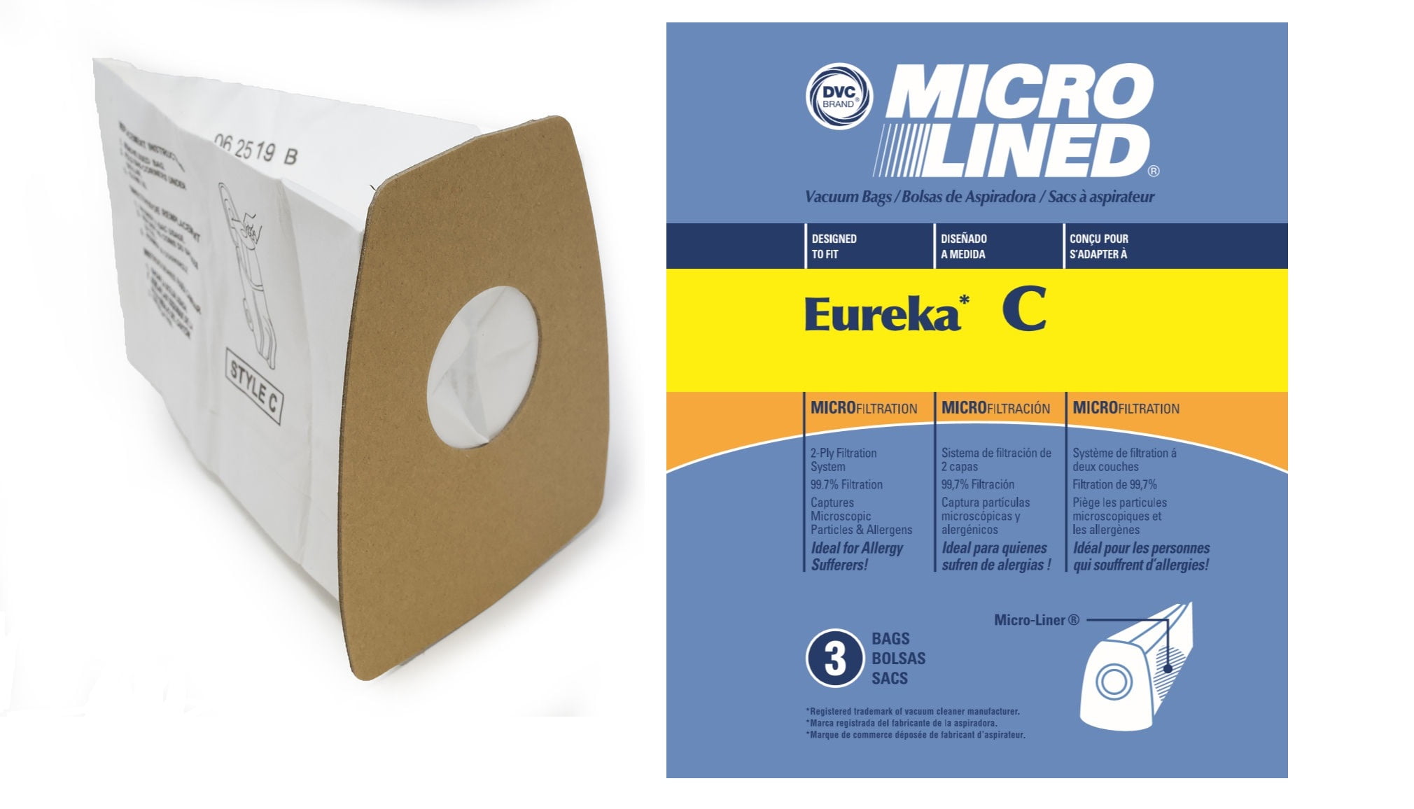 DVC Micro-Lined Paper Replacement Bags Style C Fit Eureka Mighty Mite ...