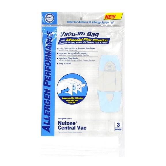 DVC Nutone 395 Central Vacuum Synthetic Paper Vacuum Bags 3 Pack