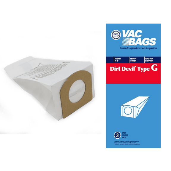 DVC Paper Replacement Style G Bags Fit Royal / Dirt Devil Handvacs 103, 103WCM, 08100, 08100RED, 08150, 08230 - 3 Bags