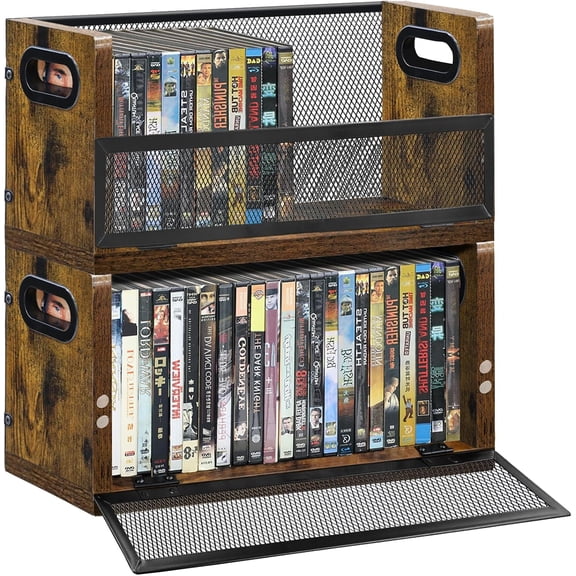 DVD Bluray Storage Rack 2-Pack with Handles, Holds 28 DVD or 32 Blu-ray Cases per Rack | Portable DVD Case Holder for Desktop, Closet, Video Games, Books & Movies