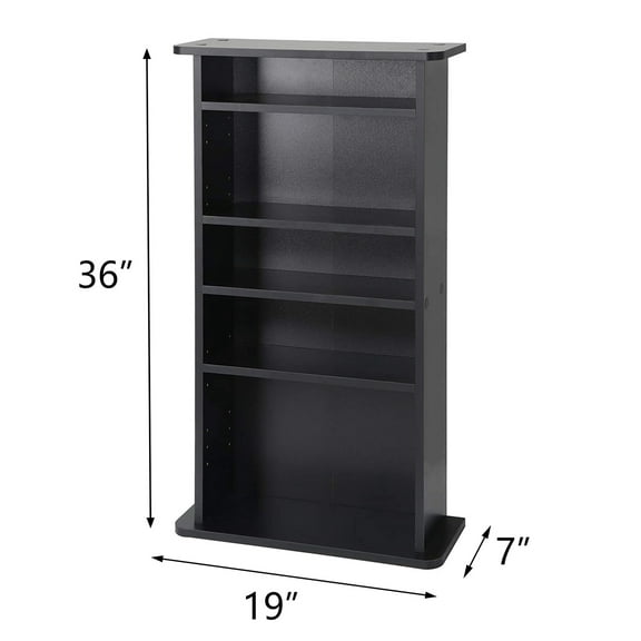 Favory 5-Tier Wooden Bookshelf,19 x 36 x 7 inch Bookshelf with Storage, Floor Standing Modern Style Display Bookcase for Living Room, Office, Study Room, Entryway, Black