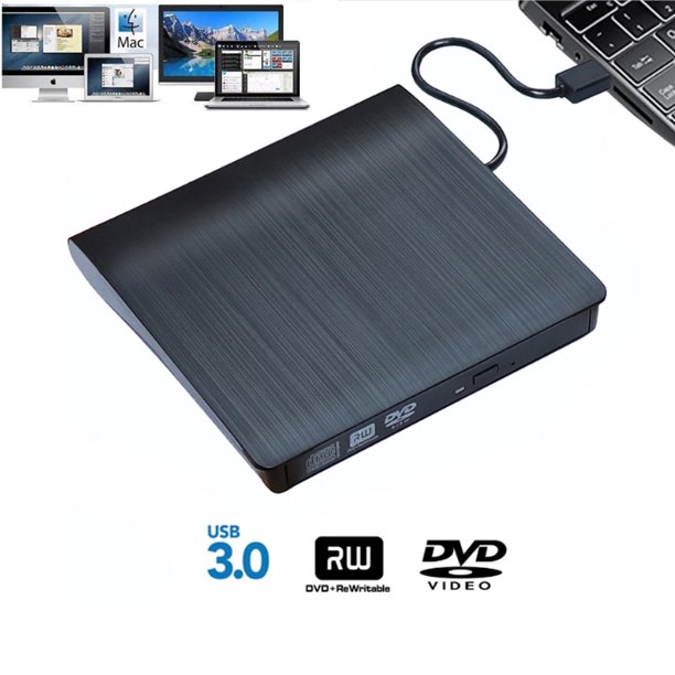 DVD Drive, Black External DVD and CD Read and Write, for Laptops and