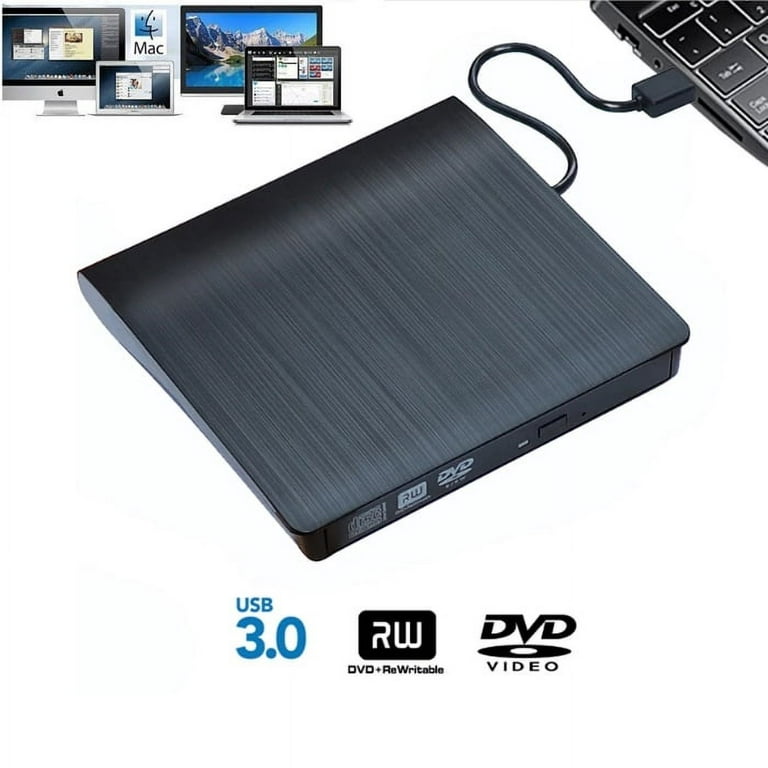 DVD Drive, Black External DVD and CD Read and Write, for Laptops and  Computers