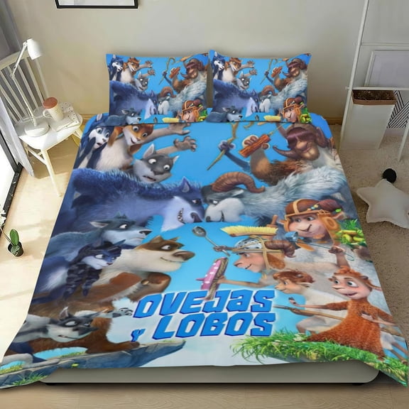 DVD Ovejas y lobos Themed Bed Sheet Set Three Piece Set 53x79 Inches Comfortable And Skin Friendly Unique Design Creating A Star Studded Night Home Decor Gifts For Family Friends fans