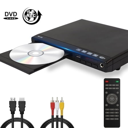 DVD Players for Smart TV, DVD Players That Play All Regions, Simple DVD Player for Elderly, CD Player for Home Stereo System, with AV Output USB Input Remote Control, Cables Included