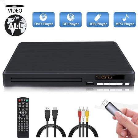 DVD Players for TV, Simple DVD Player for Elderly, Portable DVD Players with USB Input & AV/Coaxial Output That Play All Regions, CD Player for Home Stereo System, Support Multi Format, Black