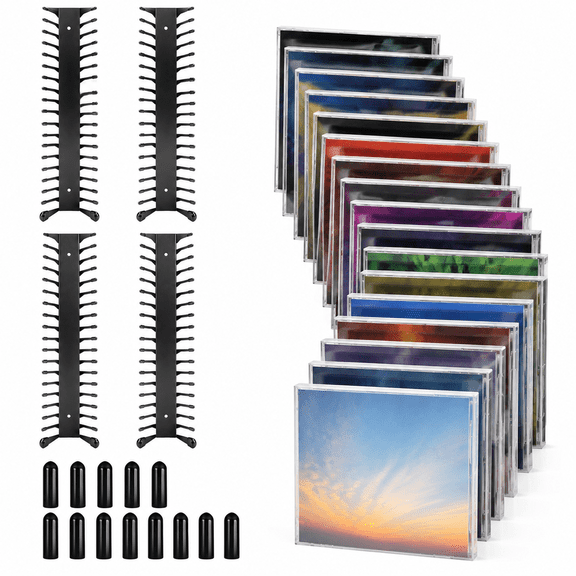 DVD Shelf for Wall Mount, Upgraded 4-Pack with PVC Sleeves, Holds Up to 76