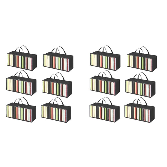 DVD Storage Bags 12 Pcs, Clear PVC Plastic CD Organizer with Handles and Zipper, Media Holder