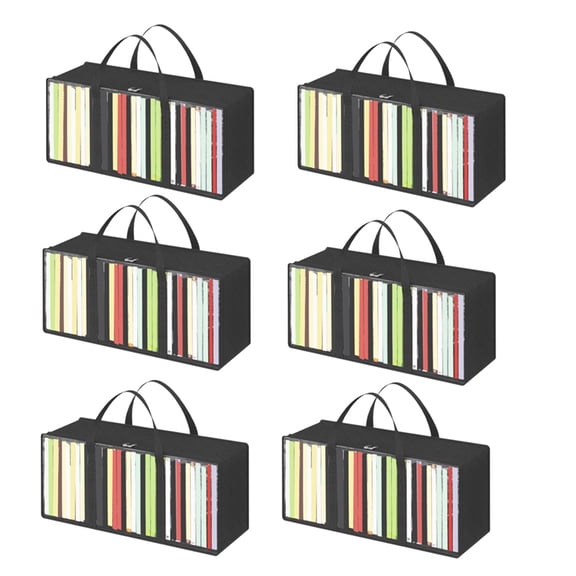 DVD Storage Bags 6 Pcs, Clear PVC Plastic CD Organizer with Handles and Zipper, Media Holder
