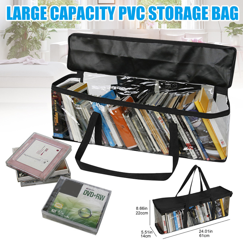 DVD Storage Bags 61*22*14cm Sturdy Carrying Handles Clear PVC Case