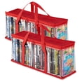 thumbnail image 1 of Stock Your Home DVD Storage Bags (Set of 2) Media Organizer Bag for DVDs, CDs, Blu Ray Disc, Movie Cases, VHS Box, Video Game Disks, Clear Plastic Holders with Carrying Handles and Zipper - Red, 1 of 5