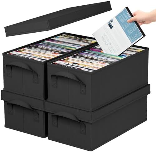 DVD Storage Box 4 Packs, Stackable DVD Cases holder Organizer 15.7