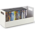 thumbnail image 1 of DVD Storage Box, Movie Shelf Organizer for Blu-Ray, Video Game Cases, CDs, VHS Tape Display Stand, Disc Holder Can Store Up to 28 DVDs, Faux Leather (Black), 1 of 7