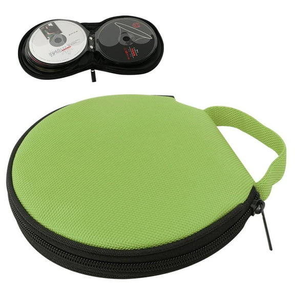 DVD Storage Punk Round CD Case 20 Disc Capacity Portable CD Holder with Hand Strap for Car Travel Home - Green