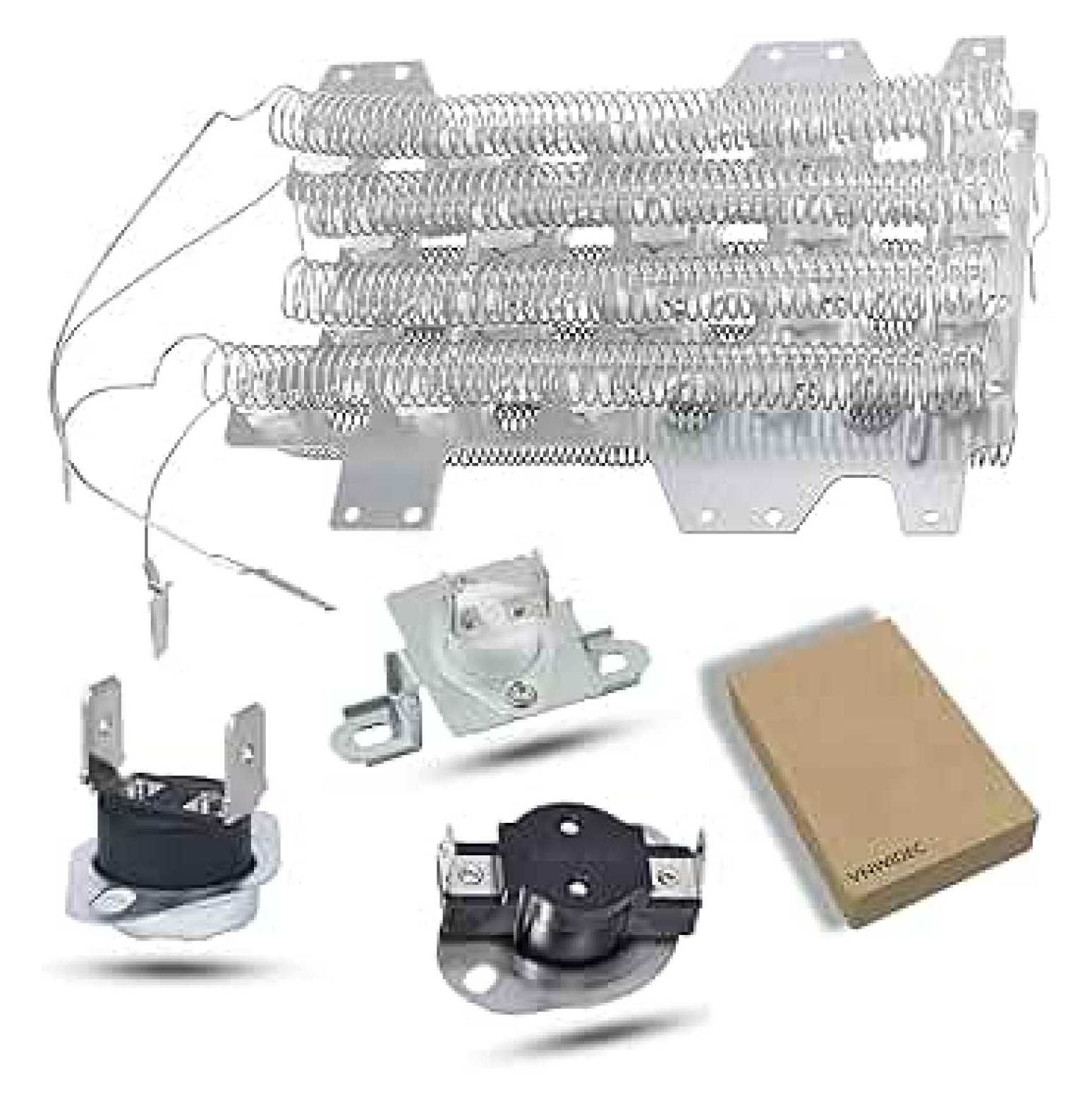 𝐔𝐩𝐠𝐫𝐚𝐝𝐞 DVE54M8750W DVE54R7200V DVE54R7200W DVE54R7600C DVE54R7600V DVE54R7600W Dryer Heating Kit Replacement for 3 Wire Dryer Include Thermostat, Thermal Fuses
