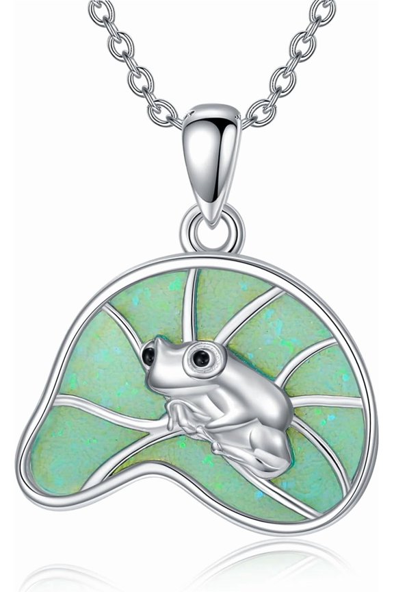 925 Sterling Silver Animal Shape Series Opal Necklaces Pendants for Women Elephant/Fox/Lion/Rabbit/Squirrel/Monkey/Owl/Phoenix/Penguin/Swan/Frog/Panda