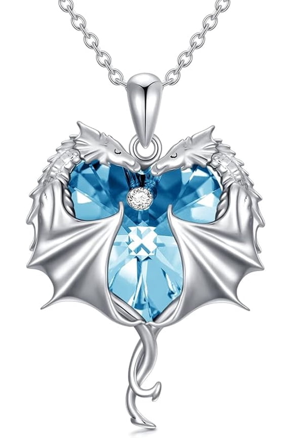 925 Sterling Silver Dragon Necklace for Women, Made with Austrian Crystal.