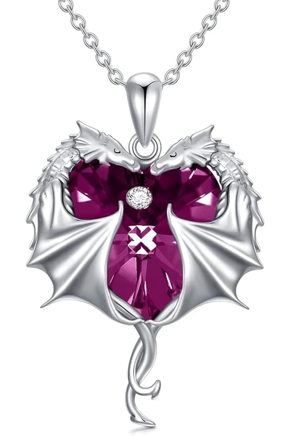 925 Sterling Silver Dragon Necklace for Women, Made with Austrian Crystal.