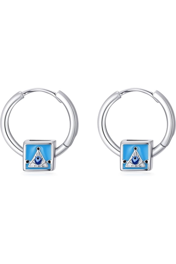 925 Sterling Silver Evil Eye Huggie Hoop Dangle Earrings Greek Lucky Protection Stylish Devil Earrings for Women