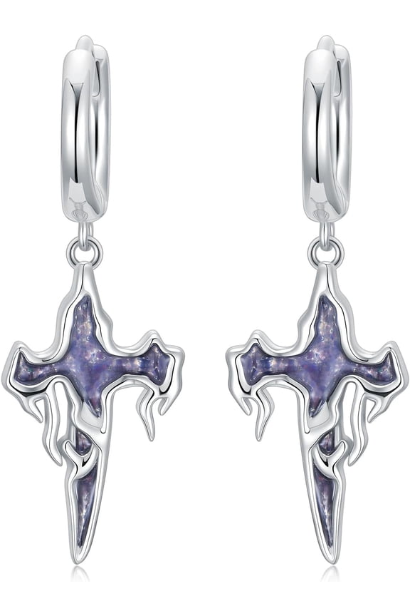 925 Sterling Silver Gothic Style Halloween Opal Dangle Earrings for Women Men