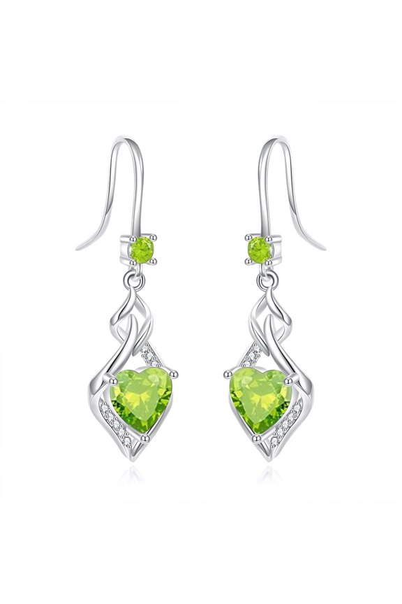 925 Sterling Silver Infinity Dangle Drop Earrings Heart Created Birthstone Gemstone Earring Christmas Birthday Jewelry Gifts for Women Wife Mom Nana