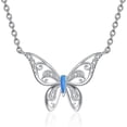 thumbnail image 1 of DVEATR 925 Sterling Silver Moissanite Opal Butterfly Necklaces, Silver Opal Butterfly Pendant Necklace Jewelry Gift for Women Wife, 1 of 9