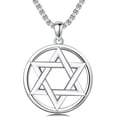 thumbnail image 1 of DVEATR 925 Sterling Silver Star Of David Necklace for Men Estrella De David Star Pendant with Chain Length 22+2 Inches 18K Gold Plated Jewish Jewelry Gifts for Father Husband, 1 of 8