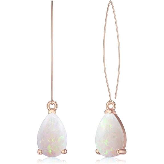DVEATR 925 Sterling Silver White Blue Pink Opal Dangle Earrings for Women Teardrop Long Drop Earrings Trendy Simple Lightweight
