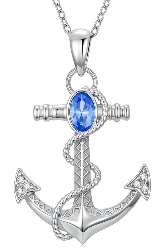Anchor Necklace for Women 925 Sterling Silver Sailor Sea turtles Nautical Pendant Necklace with Cubic Zirconia Jewelry Birthday Sailor Gifts for Women for Her
