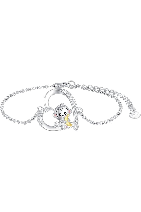 Animal Bracelet for Women 925 Sterling Silver Lion Monkey Bracelet Jewelry