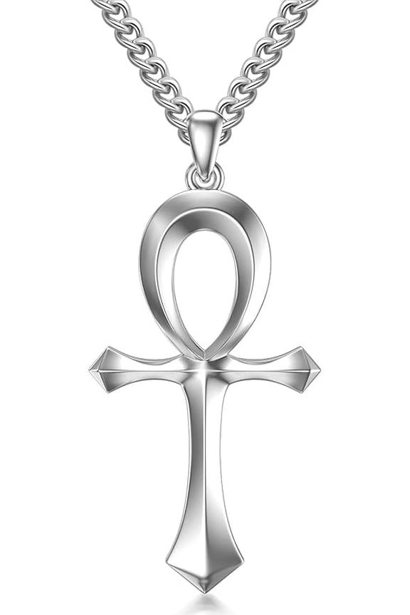 Ankh Cross Necklace 925 Sterling Silver Egyptian Jewelry for Men Women