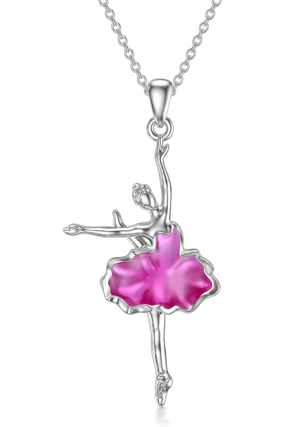 Ballerina Necklace Sterling Silver Dancer Necklace July Jewelry for Women Mom Lover