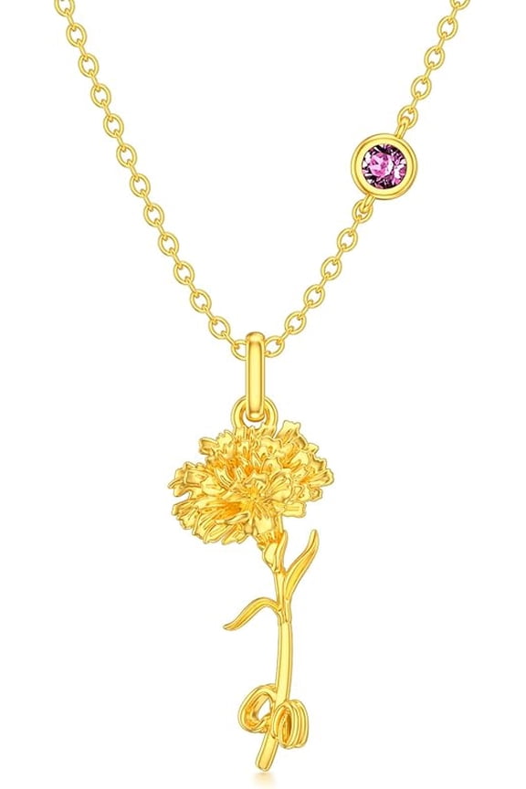 Birth Flower Necklace Birthstone 12 Month Bouquet Pendant Floral S925 Sterling Silver Birth Flower Pendant Jewelry Birthday Mother’s Day Gift