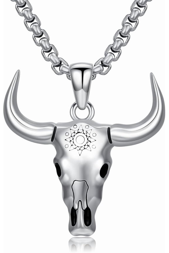 Bull Necklace 925 Sterling Silver Bull Head Pendant Western Necklace Animal Jewelry Gifts for Men