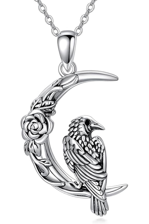 Crow Necklace 925 Sterling Silver Raven Pendant Necklace Gothic Jewelry Gift for Women s