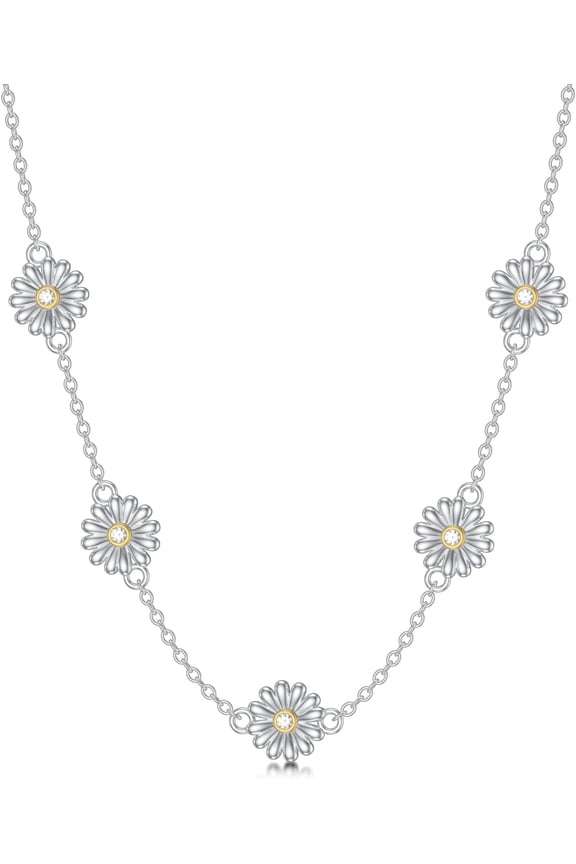 Diamond Daisy Necklace 925 Sterling Silver Daisy Pendant Choker Necklaces dainty Jewelry Gifts for Women