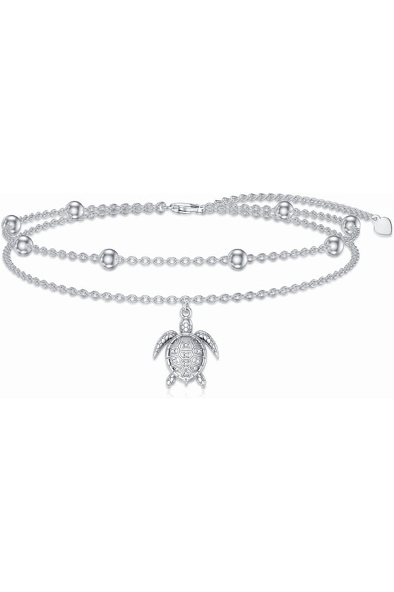 Diamond Turtle Anklet for Women 925 Sterling Silver Turtle Layered Anklets with Lab Grown Diamonds Jewelry Gifts