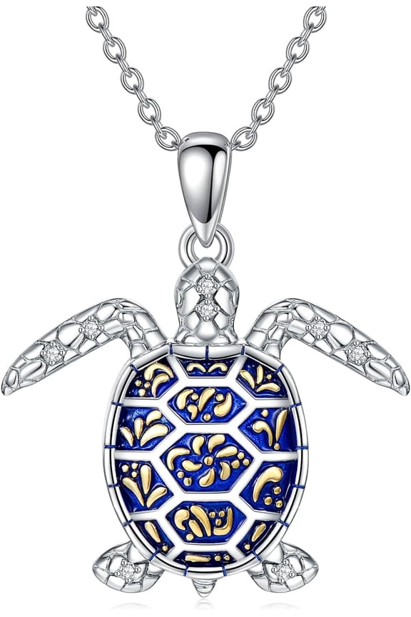 Diamond Turtle Necklace for Women 925 Sterling Silver Turtle Pendant Necklace Jewelry Gift for Women Wife