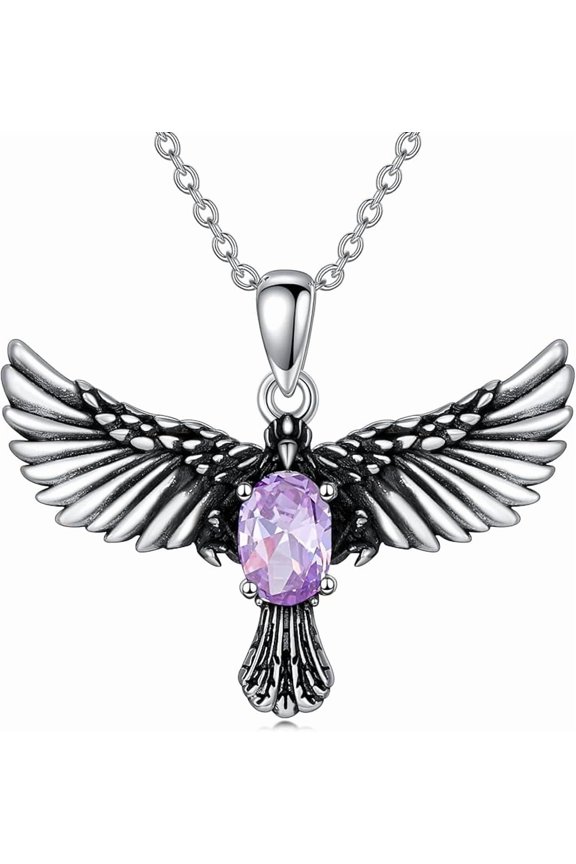 Eagle Necklace for Women 925 Sterling Silver Hawk Eagle with Birthstone Pendant Necklace