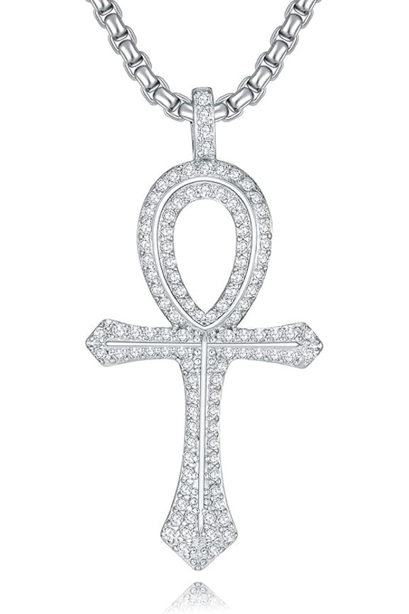 Egyptian Necklace Jewelry 925 Sterling Silver Ankh Eye of Horus Anubis Pendant for Men Women